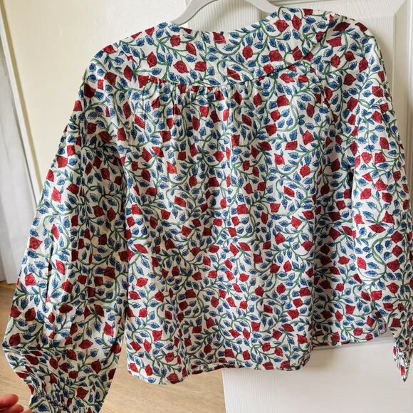 J Crew Shirred popover top in rosewood floral- Small Size - Picture 1 of 3